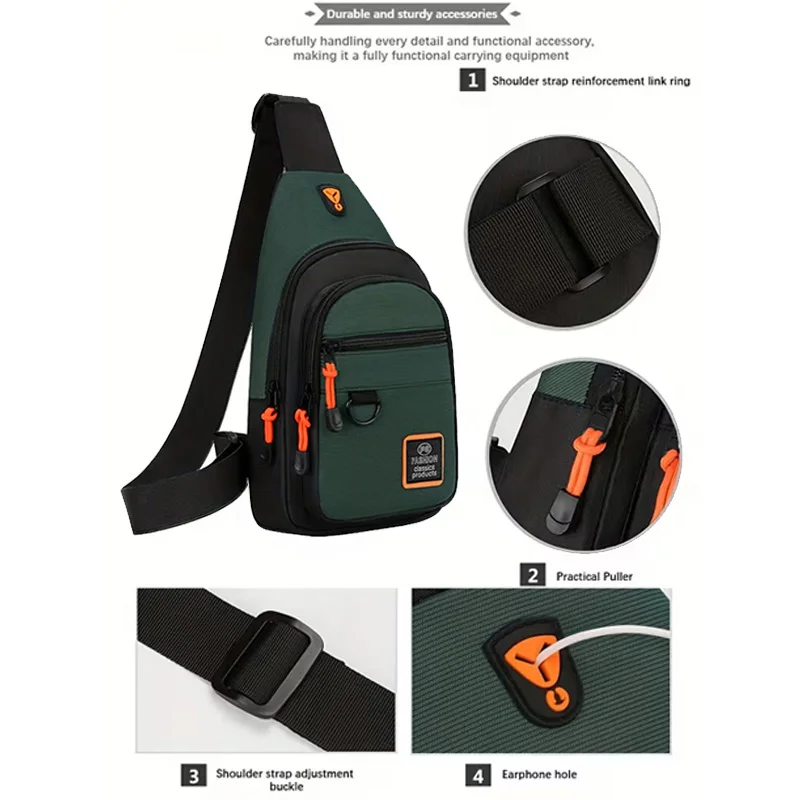 Men Outdoor Sling Chest Bag, Large Capacity One Shoulder Crossbody Pack, Trendy Waterproof Casual Daypack for Hiking gallery 3