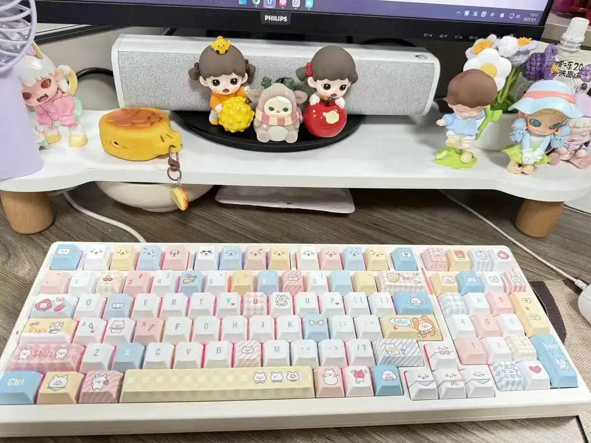 141 Keys  Pixel Bear Keycaps Cherry Moa Profile PBT Gift Box with Personalized Anime Keycaps for Mechanical Keyboard