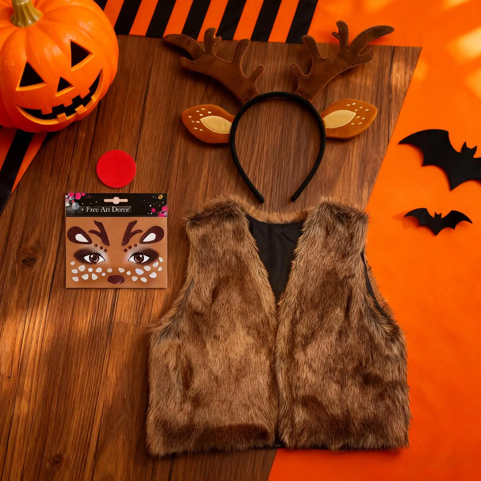 

Набор косплей с оленями, весь день, наряд, повязка на голову с рогами оленя и искусство лица для студентов, взрослых, подруг, Хэллоуин