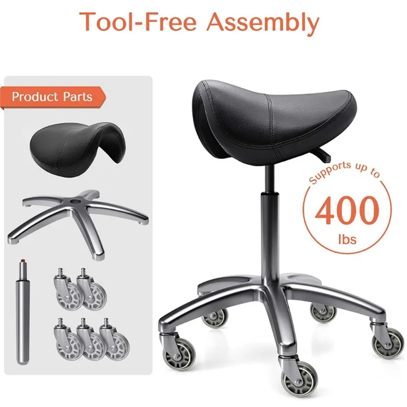 Aluminum Alloy Barber Technician Stool Metal Salon Stool with Silent Casters Explosion Proof Gas Lift