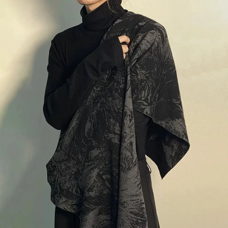 

2025 Spring And Autumn Mens Japanese Style Dark Wind Warm Long Imitation Cashmere Scarf Scarf Multi-Purpose Shawl