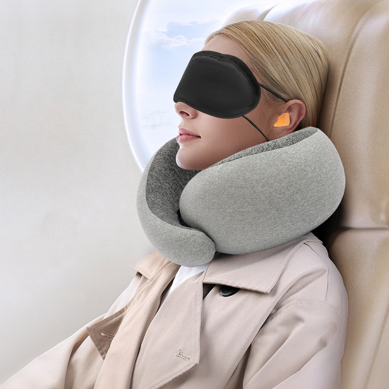 

U-shaped pillow memory cotton can store travel travel portable aircraft high-speed rail flight neck pillow napping magic