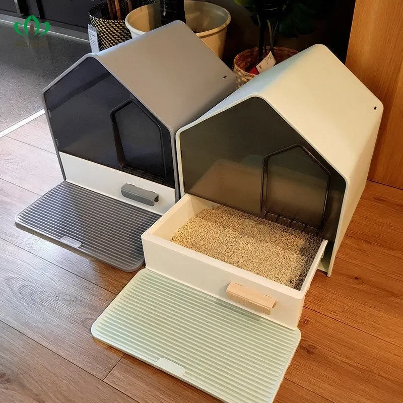 Fully Enclosed Cat Litter Box Drawer Type House Shape Cats Toilet Anti-splash Kittens Bedpan Pet Sand Basin Supplies Pet Cat