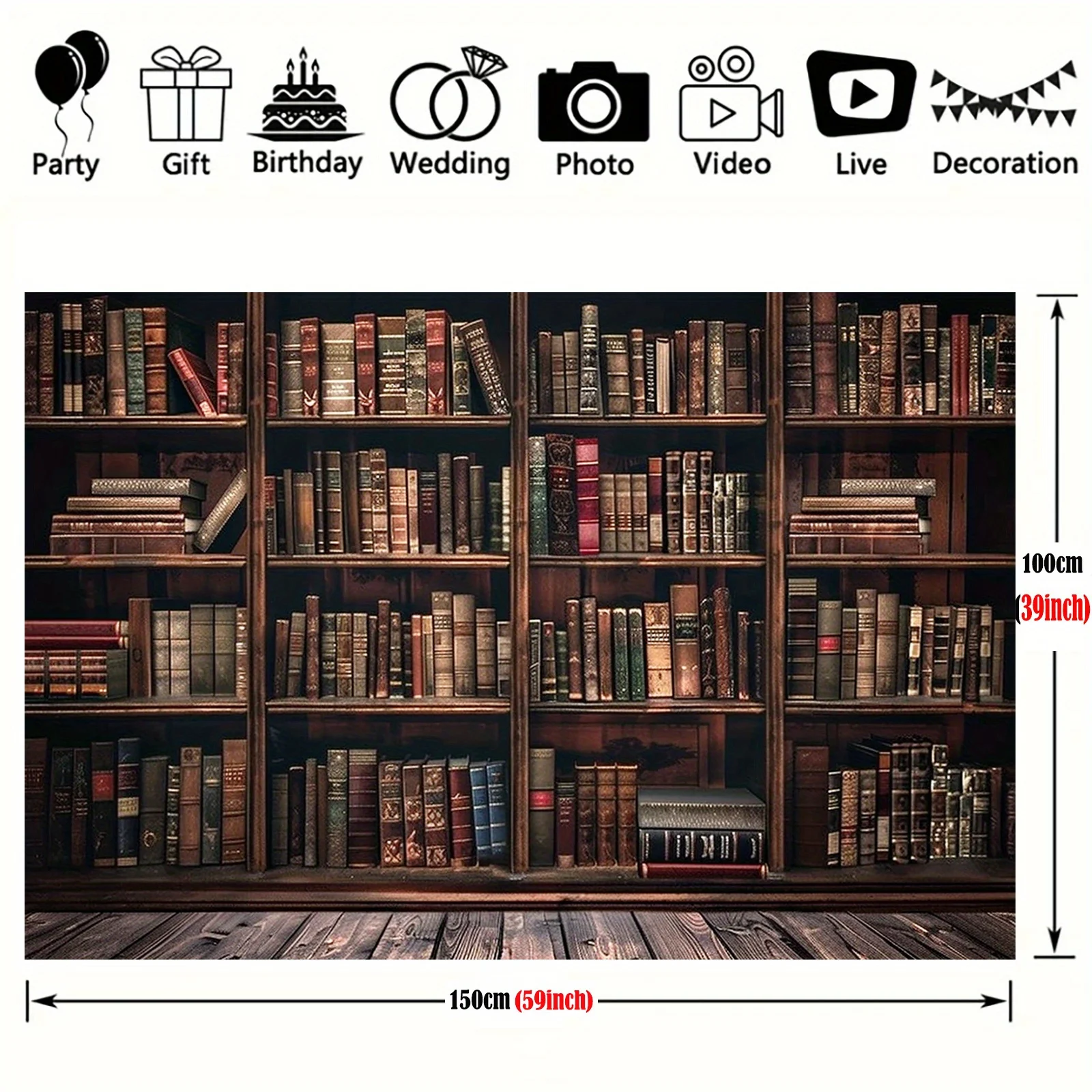 لافتة خلفية لرف الكتب العتيق - خلفية تصوير لكتب المكتبة القديمة #3