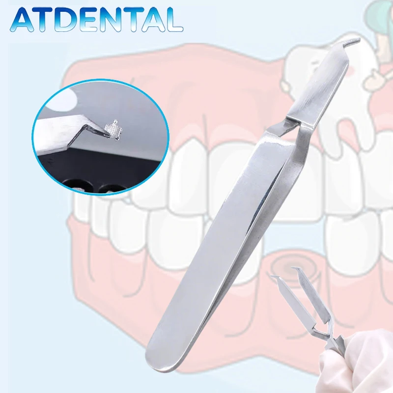 Dental Stainless Steel Orthodontic Posterior Brackets Grasping Forcep Placer Reusable