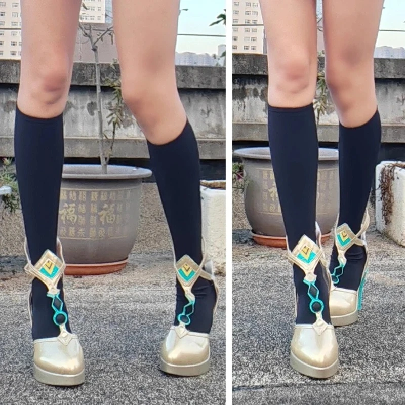 Juego Genshin Impact Nefer, zapatos de Cosplay para mujer, Lolita, cuero PU, tacones altos dorados, disfraz de Carnaval mascarada