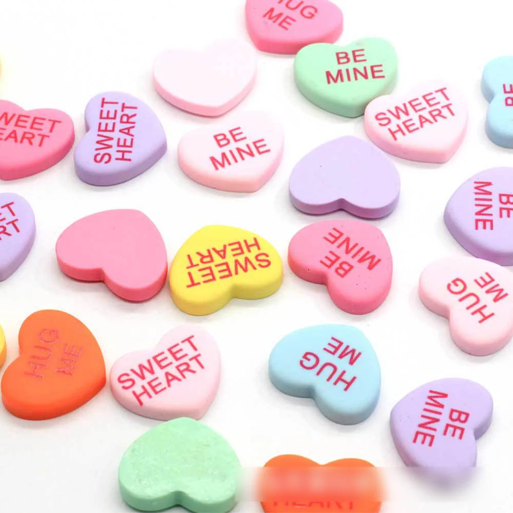 20Pcs Hug Me Sweet Heart Resin Decoration Crafts Flatback Cabochon Scrapbooking Fit Hair Bow Embellishments Diy Crafts