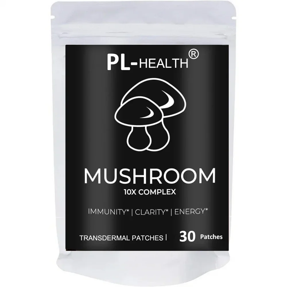 

10 Mushroom Complex Transdermal Patches Lions Mane, Reishi and Cordyceps for Memory Natural Energy Stress Relief 30 Patches