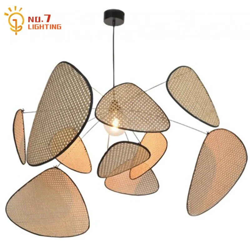 

Japanese Minimalist Designer Rattan Weaving Chandelier Lighting Modern Suspension Luminaire for Living/Dining Room Decoration