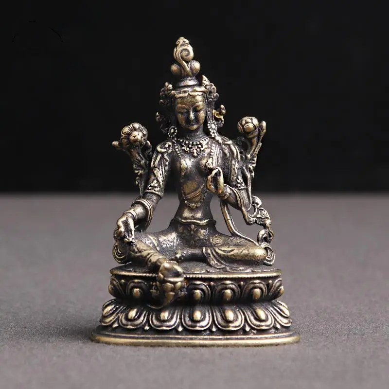 Aprox 5.5CM Height Green Tara Small Copper Statues Tantric Statues Buddha Statue Buddhism Buddhist Figure Figurine Desktop Craft