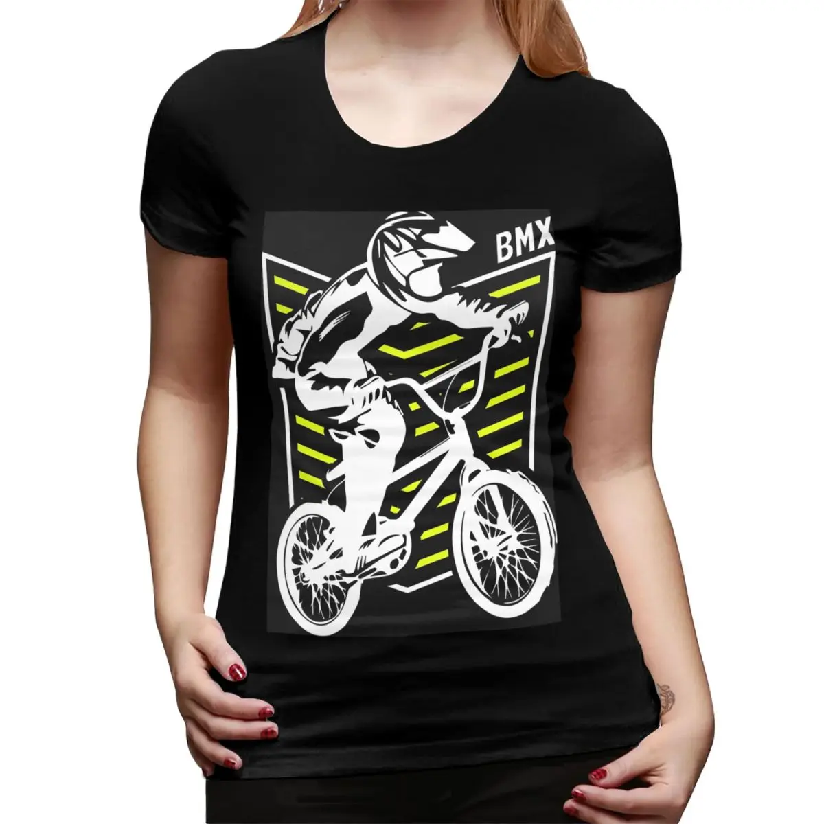 Ropa Bmx Retro Bmx Bike Old School parche camiseta para mujer cuello redondo ropa de calle camisetas mujer ropa de manga corta Tops