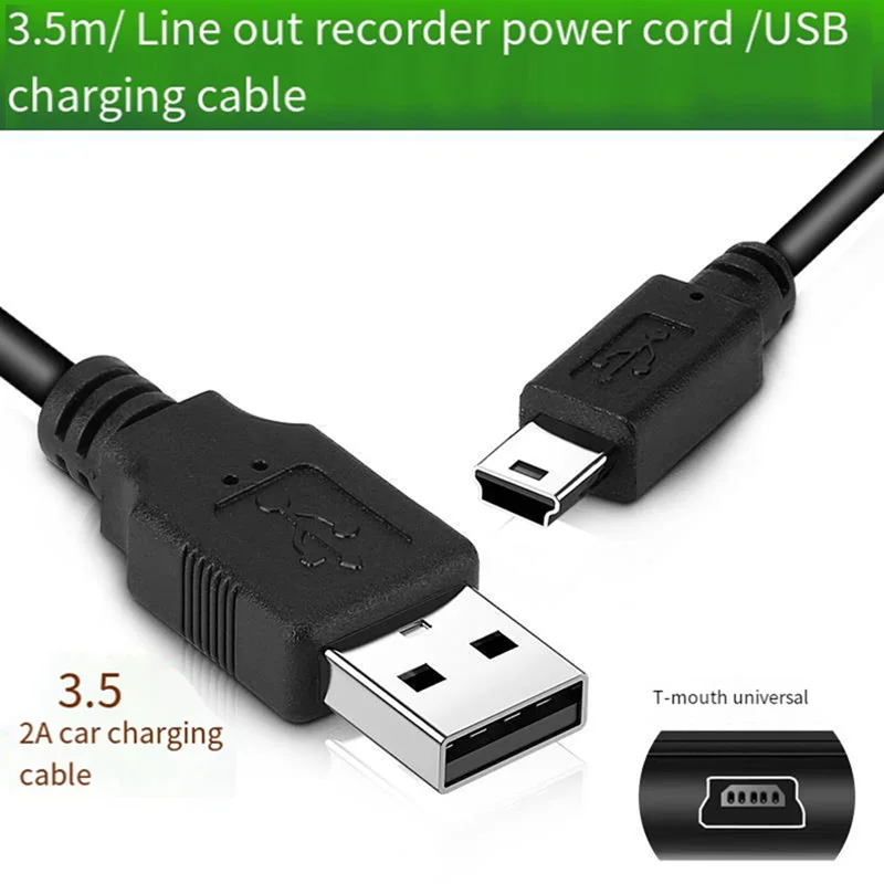 Driving Recorder Cable Mini 5V 2000Ma Car Supplies Charging Cable 3.5M GPS Navigator Adapter Power Plug B Easy To Use