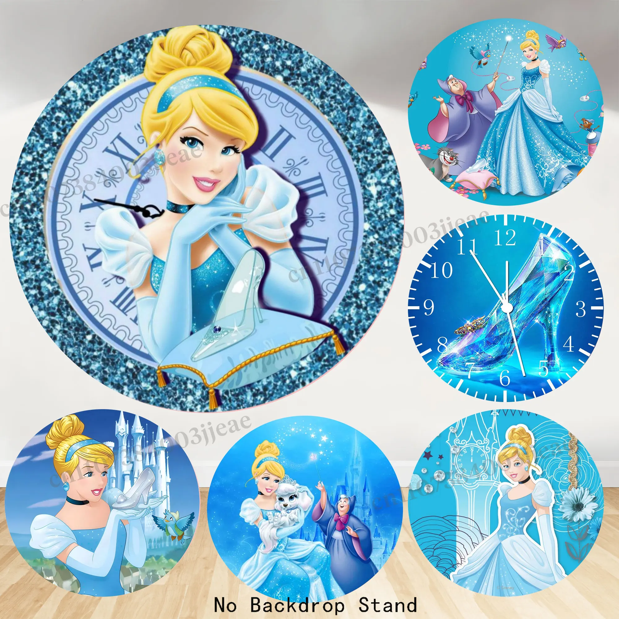 

Round Cinderella Backdrop Princess Girls Birthday Baby Shower Party Castle Backdrop Decorations Cover Photography Studio Props