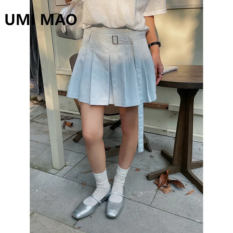 

UMI MAO Pleated Skirt With High Waisted A-line Skirt For Women Summer New JK Short Skirt Femme