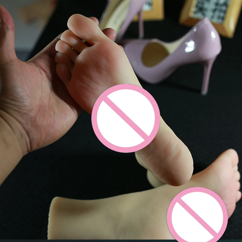 Lifelike Female Foot Model Masturbation Cup Rubber Silicone Fake Nail Leg Display Medical Plastic Feet Fetish Footjob TPE MD03