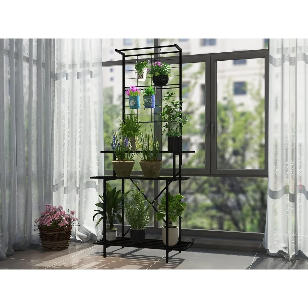 Hanging Plant Pot Shelf Rack Heavy Duty Plant holder Trellis,Multi Layer Plant Stand for Home, Garden