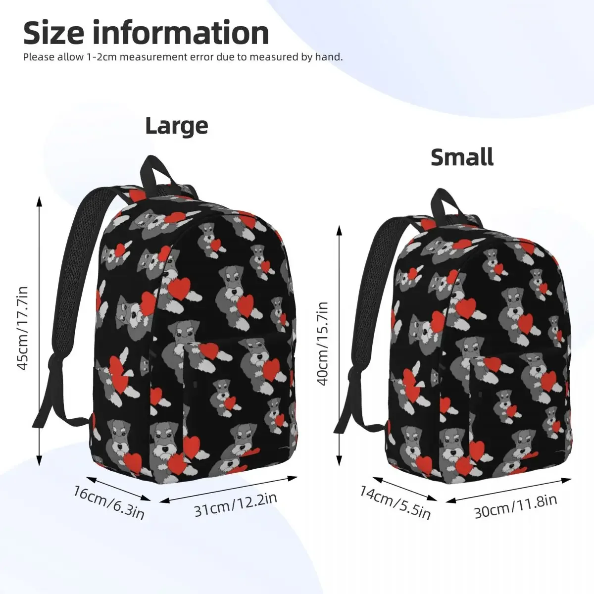 Mochila con diseño de perro Schnauzer para niño y niña, morral escolar con diseño de Animal, bolsa ligera para guardería y preescolar