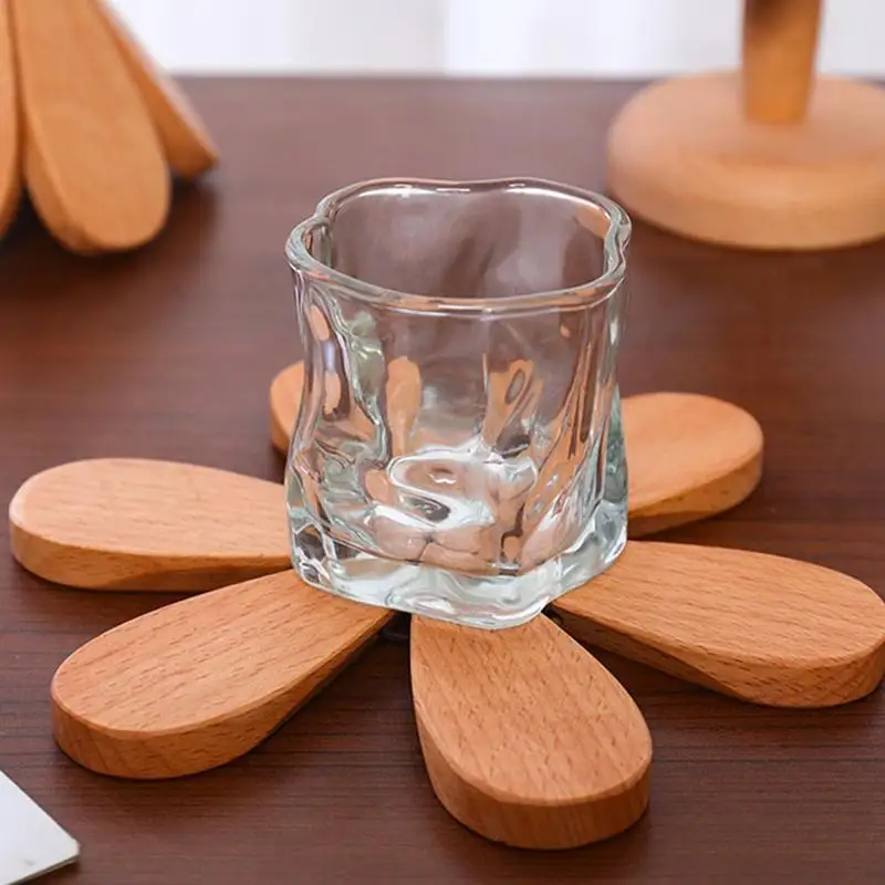 Wooden Tree Coaster Bowls Placemats Tree Shape Trivet Set Decor For Hot Dishes With 3 Wooden Trivets And 1 Stand For Table