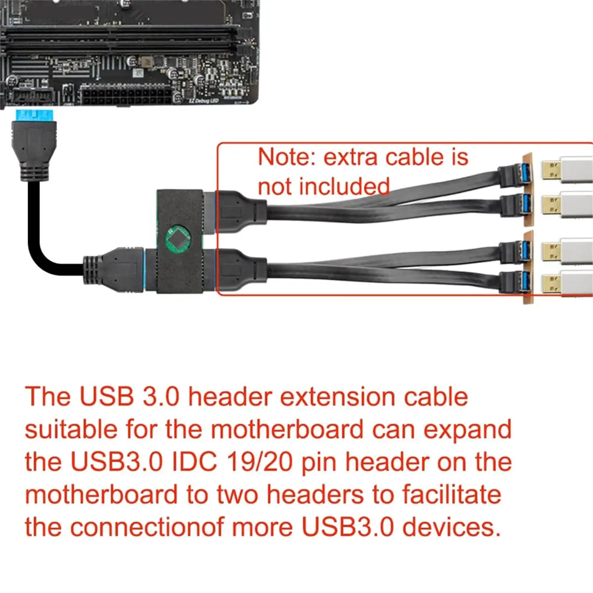 Fits for Usb 3.0 1 to 2 HUB with Chip and Modular Cable Design USB 19Pin HUB Motherboard 19Pin USB3.0 Data Extension Cable