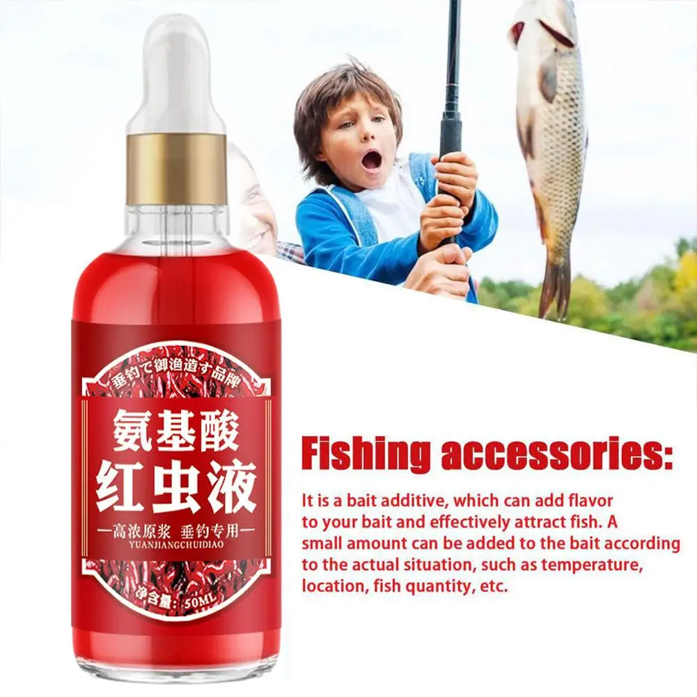 

50ML Liquid Blood Worm Scent Fish Attractant Concentrated Fish Liquid Red Perch Bait Catfish Fishing Additive Accessories W Q1V0