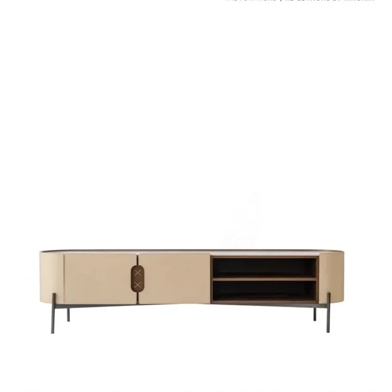 New Chinese style first-layer sa ddle leather marble countertop TV ca binet modern simple
