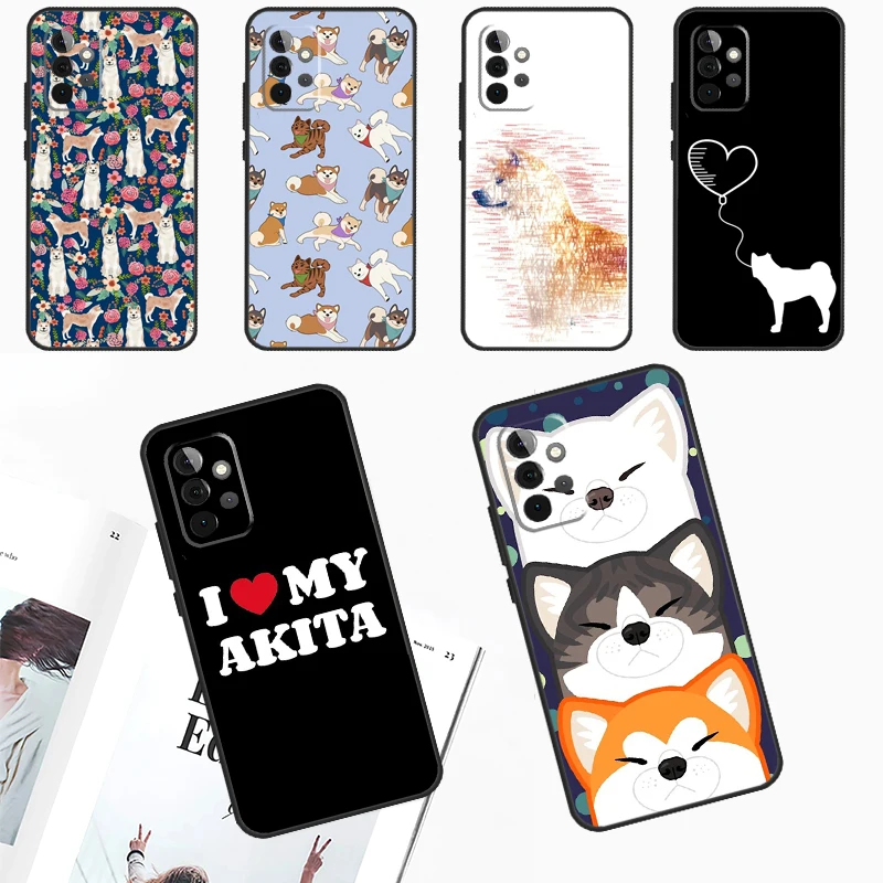 Animal Cute Dog Akita Case For Samsung Galaxy A54 A34 A14 A13 A33 A53 A12 A32 A52 A71 A51 A15 A25 A55 A35 Cover