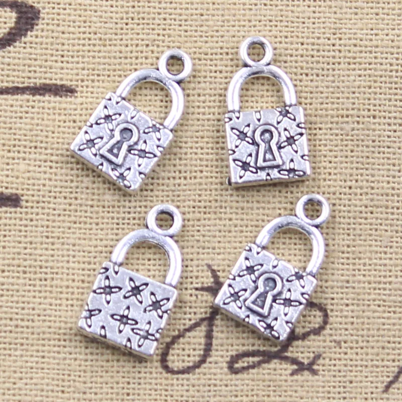 8 sztuk Charms Lock z krzyżem kwiat 18x10mm antyczne srebro kolor Making wisiorek fit, Vintage tybetański brąz, DIY ręcznie robiona biżuteria