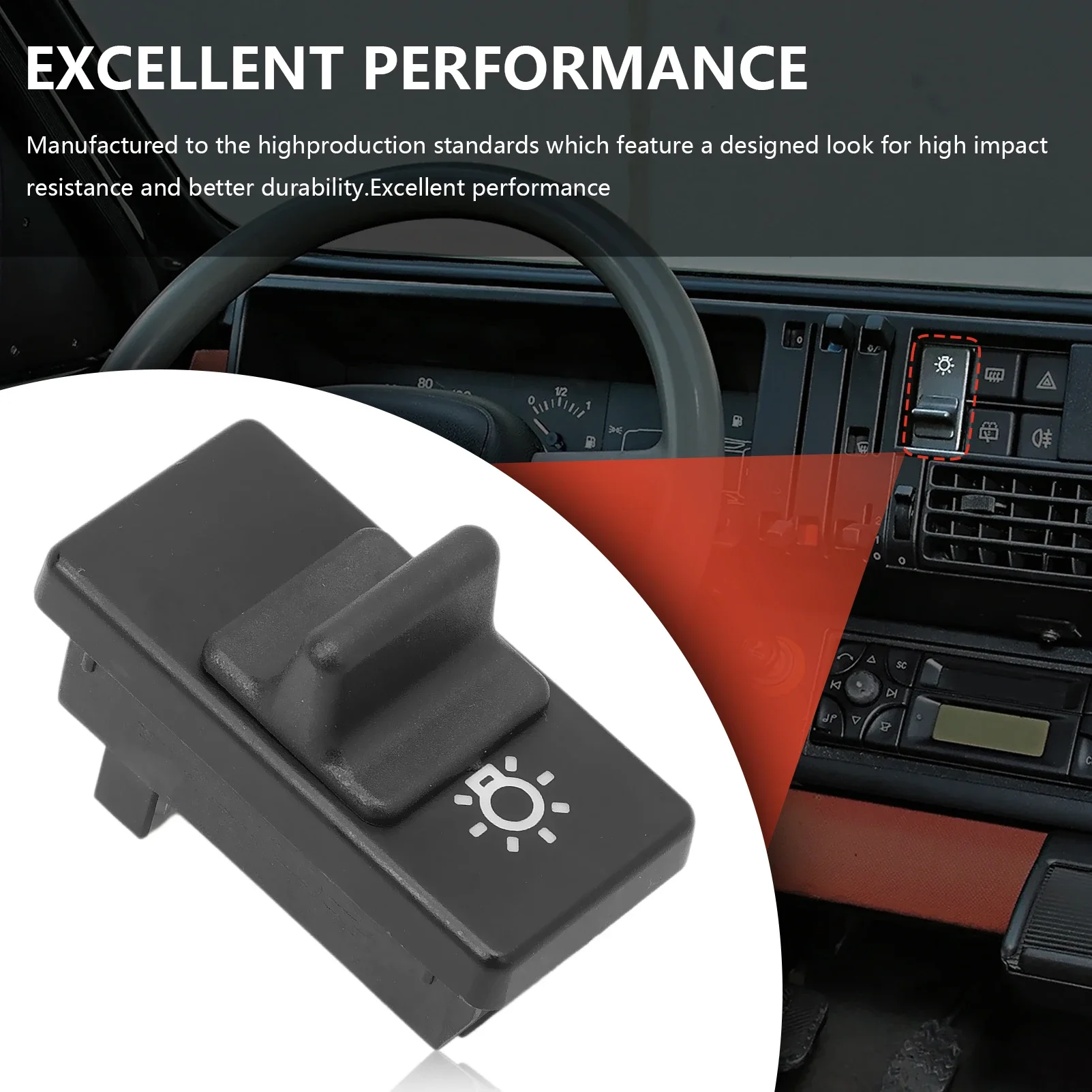 Switch Button Compatible with Panda 141 86-04 Button with 4 Pins Headlight 7550639