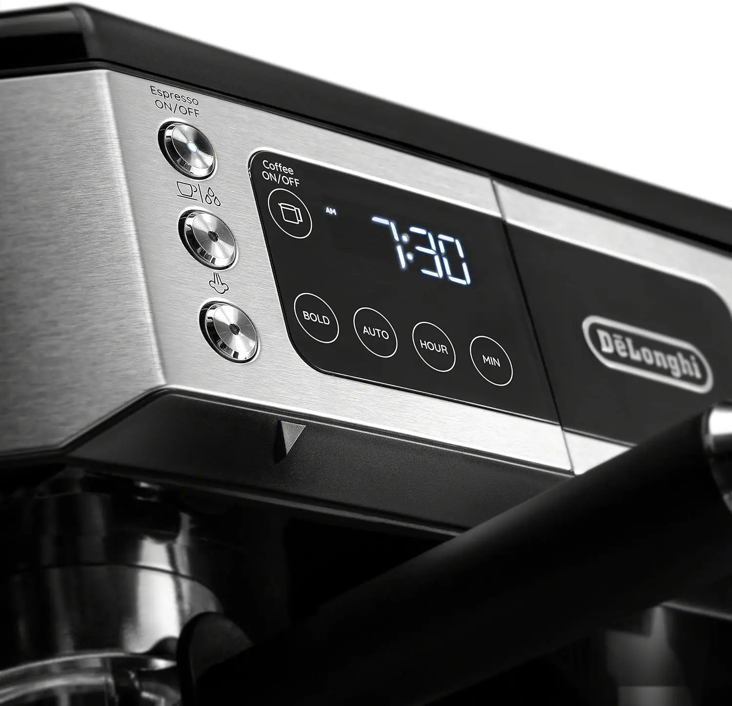 De'longhi Alles-In-Één Combinatie Koffiezetapparaat En Espressomachine + Geavanceerde Verstelbare Melkopschuimer Voor Cappuccino En Latte + Glas