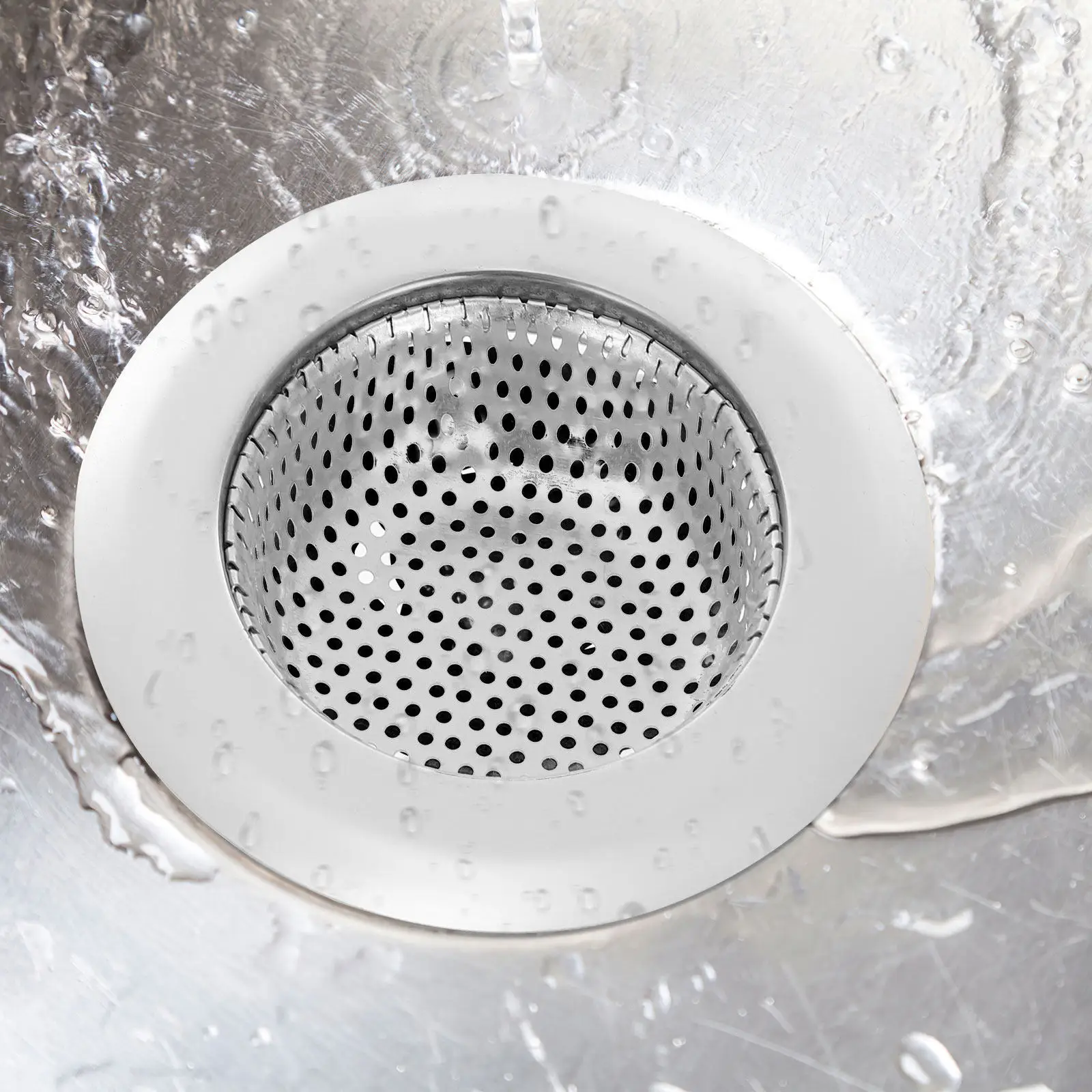 

2Pcs Stainless Steel Sink Filter Sink Strainer Basket for Kitchen Bathroom Bathtub Shower Washbasin Hair Catcher