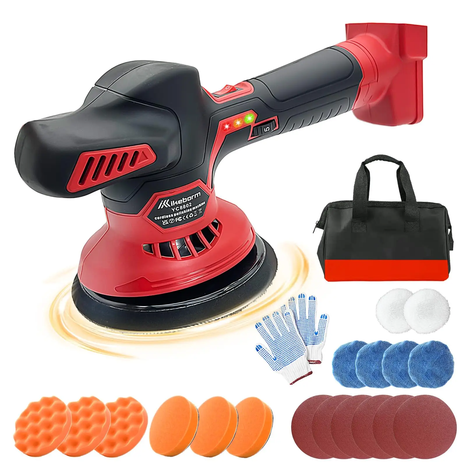 Cordless car buffer polishing machine, suitable for car details/polishing/waxing (tool only, battery not included)