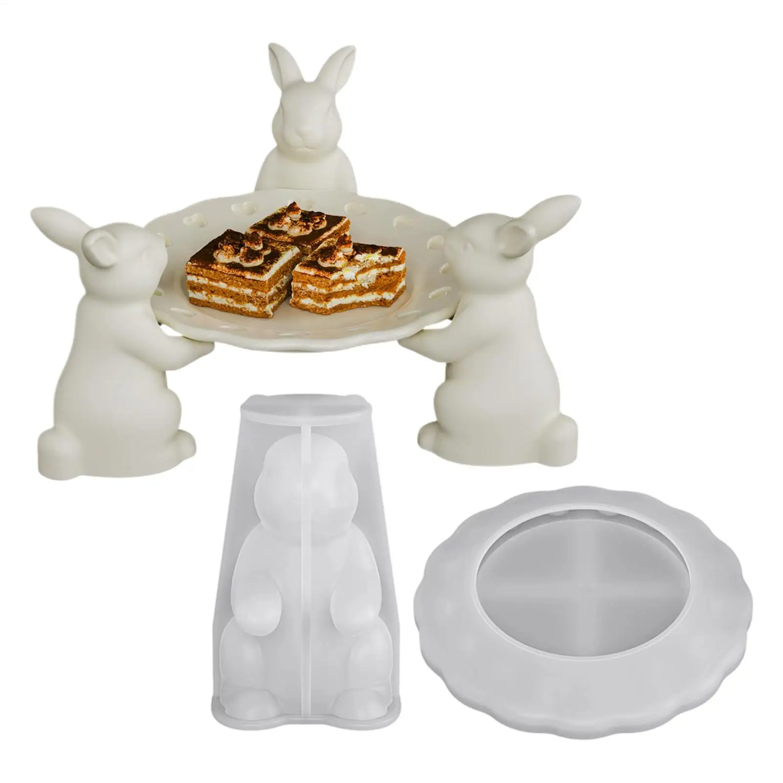 

3D Cute Candy Plates Easter Bunny Mold Silicone Rabbit Tray mold for Thanksgiving Holidays Party Offices Home Room Desk Desktop