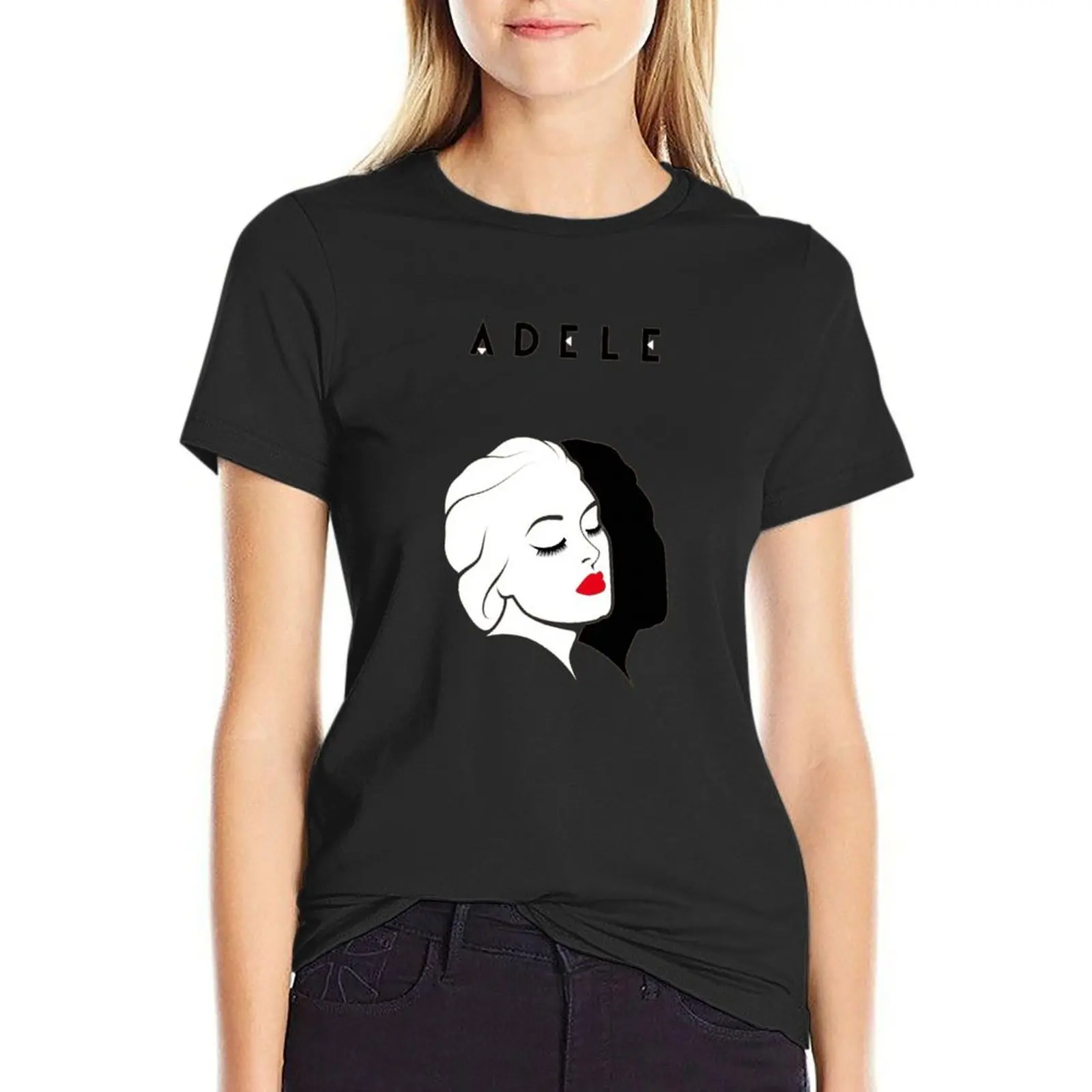 adele , adele T-Shirt Short sleeve tee tops black t-shirts for Women