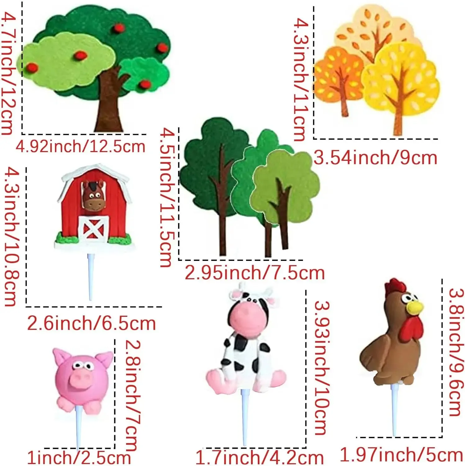 30 PCS Farm Animal Cow Cake Topper Decorations for Farm Animal Theme Birthday Baby Shower Party
