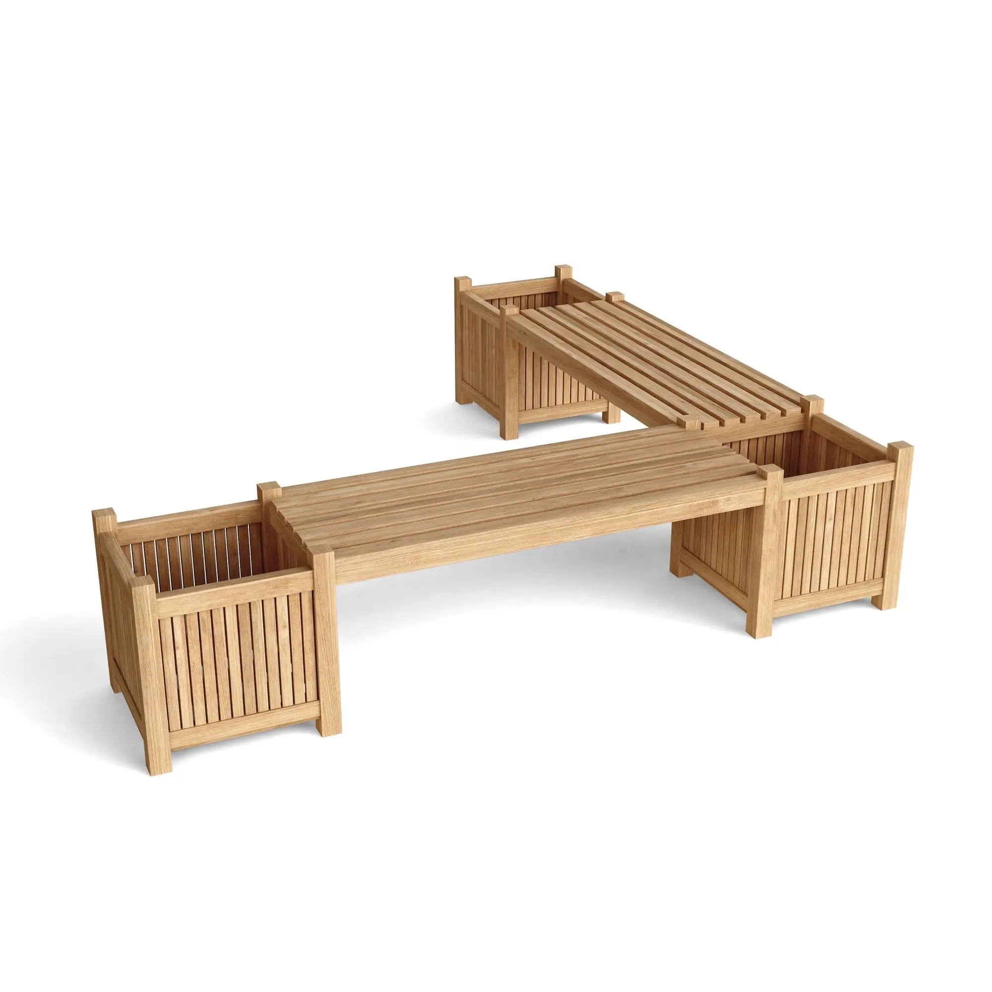 Patio Planter Bench with Integrated Planters for Outdoor Decor