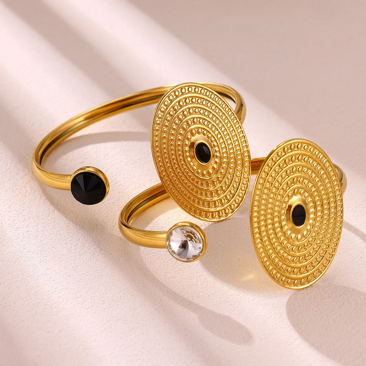 

Luxury Zircon Sun Bangle Bracelet For Women Stainless Steel Gold Color Exquisite Cuff Bracelet 2026 New Fashion Punk Jewelry