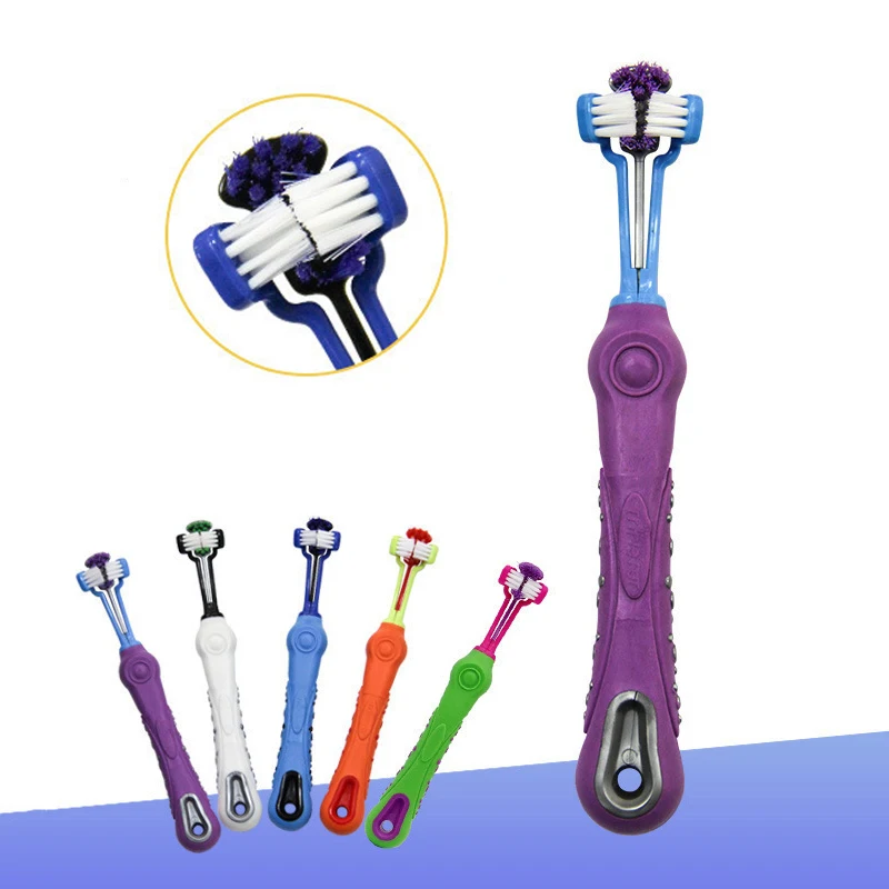 

Three-Head Multi-angle Pet Toothbrush Soft Nylon Removing Bad Breath Tartar Cleaning Mouth Cat Tooth Brysh Pet Dental Care Tool