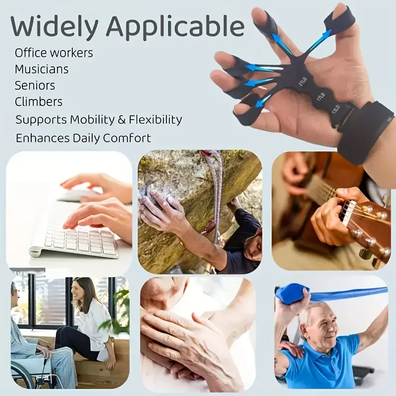 Silicone Finger Exerciser - Hand Therapy Grip Strengthener for Recovery, 5-Finger & Wrist Rehabilitation Trainer