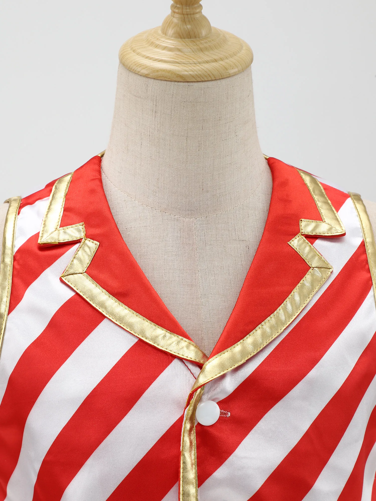 الفتيان الفتيات عيد الميلاد سانتا كلوز عيد الميلاد سترة كاندي قصب كرنفال تأثيري زي حفلة سترة مخططة بلا أكمام صدرية #5