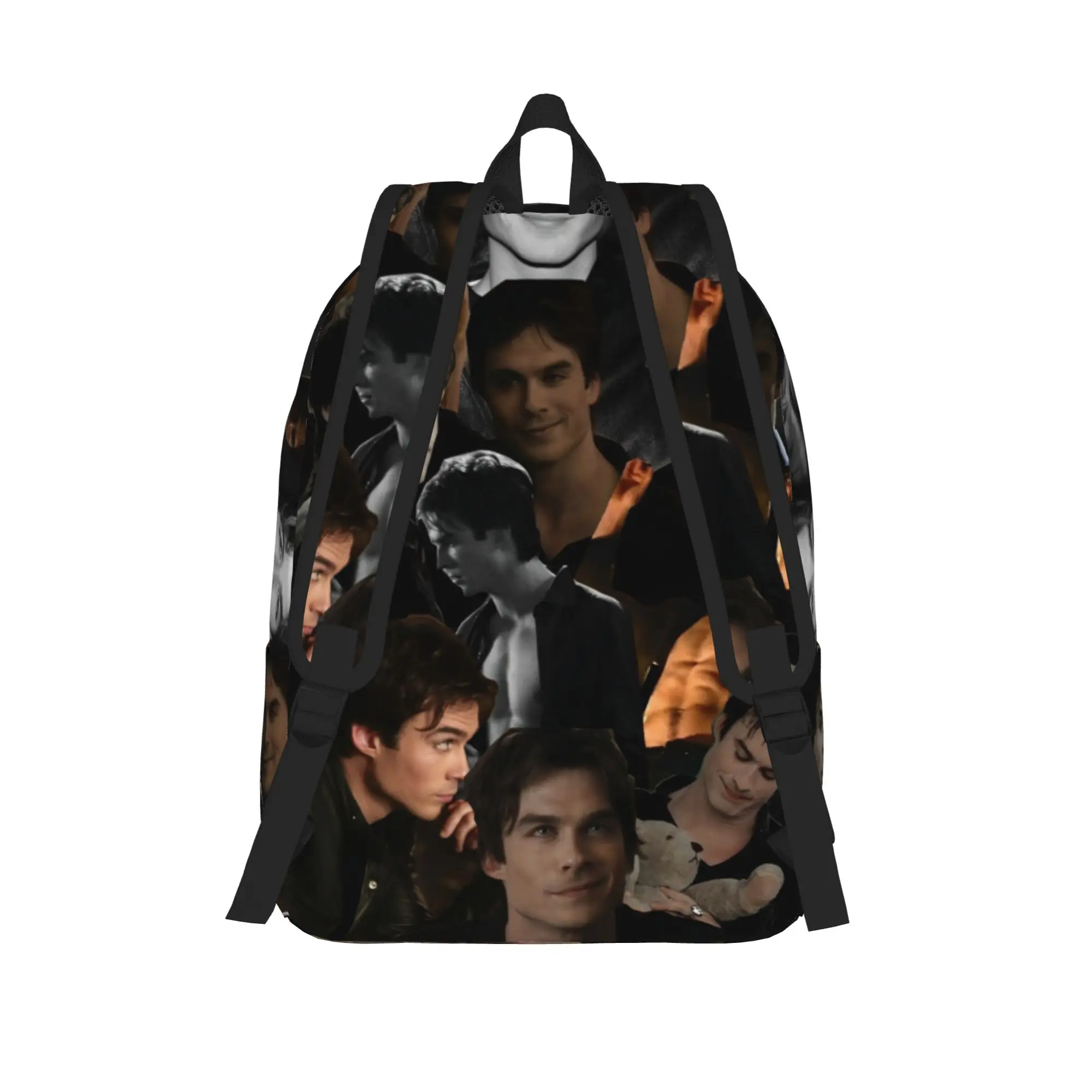The Vampire Diaries Damon Salvatore Classical Backpack Outdoor Student Work TV Series Daypack for Men Women College Canvas Bags