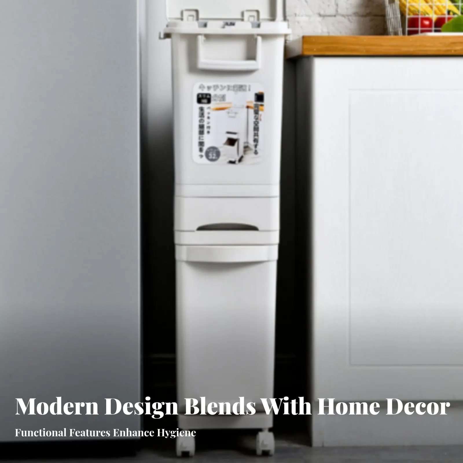 

Многосекционная мусорная корзина для кухни с активацией крышки нажатием, для сухого и влажного мусора, с герметичной крышкой для предотвращения запаха, для семей