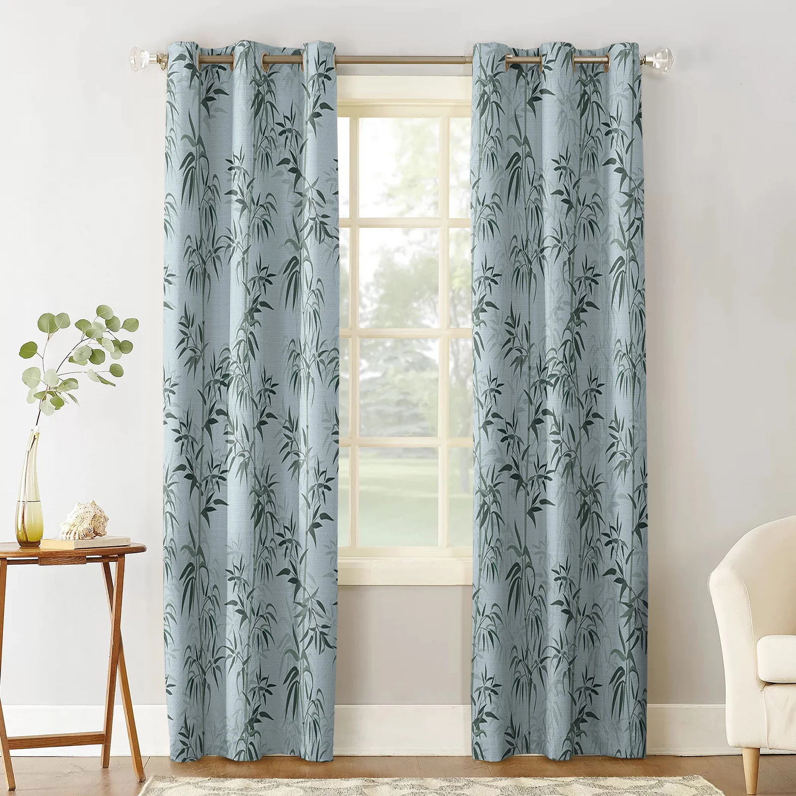 Bamboo Chinese Style Simple Hand-painted Bedroom Modern Living Room Kitchen Drapes Home Kids Room Decor Window Curtains