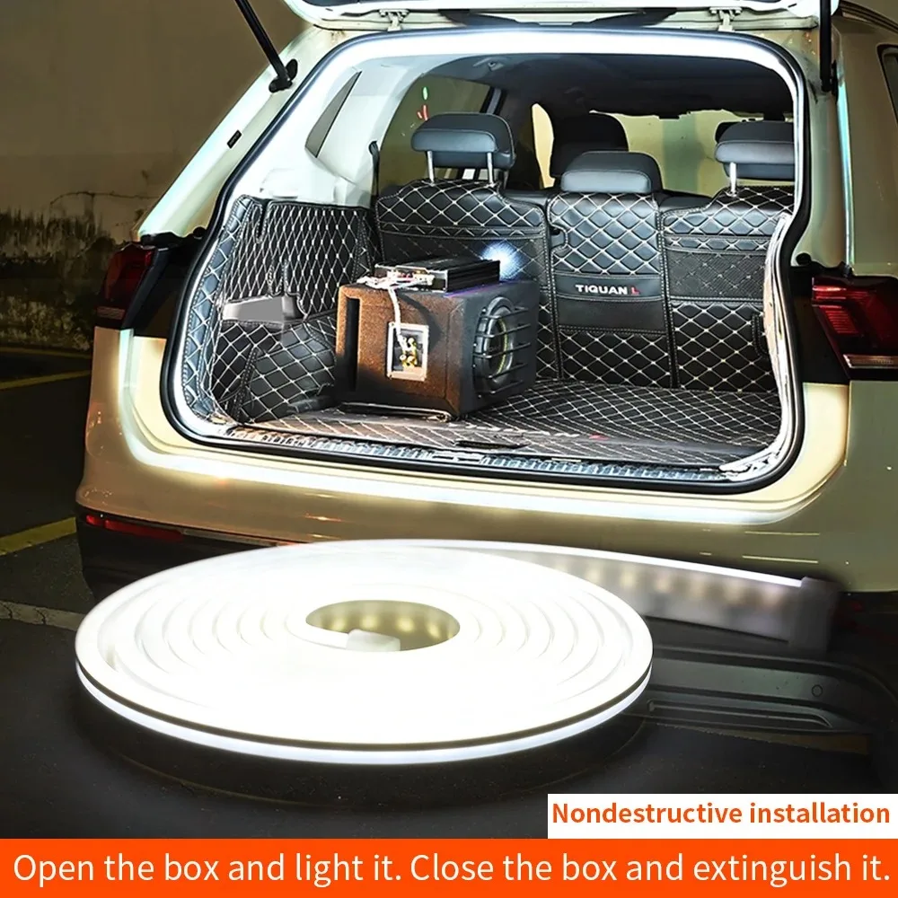 Car High Brightness Trunk Lighting Ambient Light 2/4M Interior Decoration LED Wiring Free Automatic Sensing Tailgate Light Strip