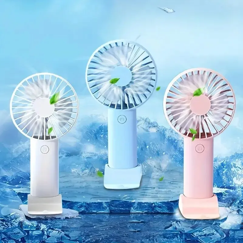 ​​USB Rechargeable Mini Portable Desk Fan with Phone Stand Small Outdoor Simple Handheld Fan​