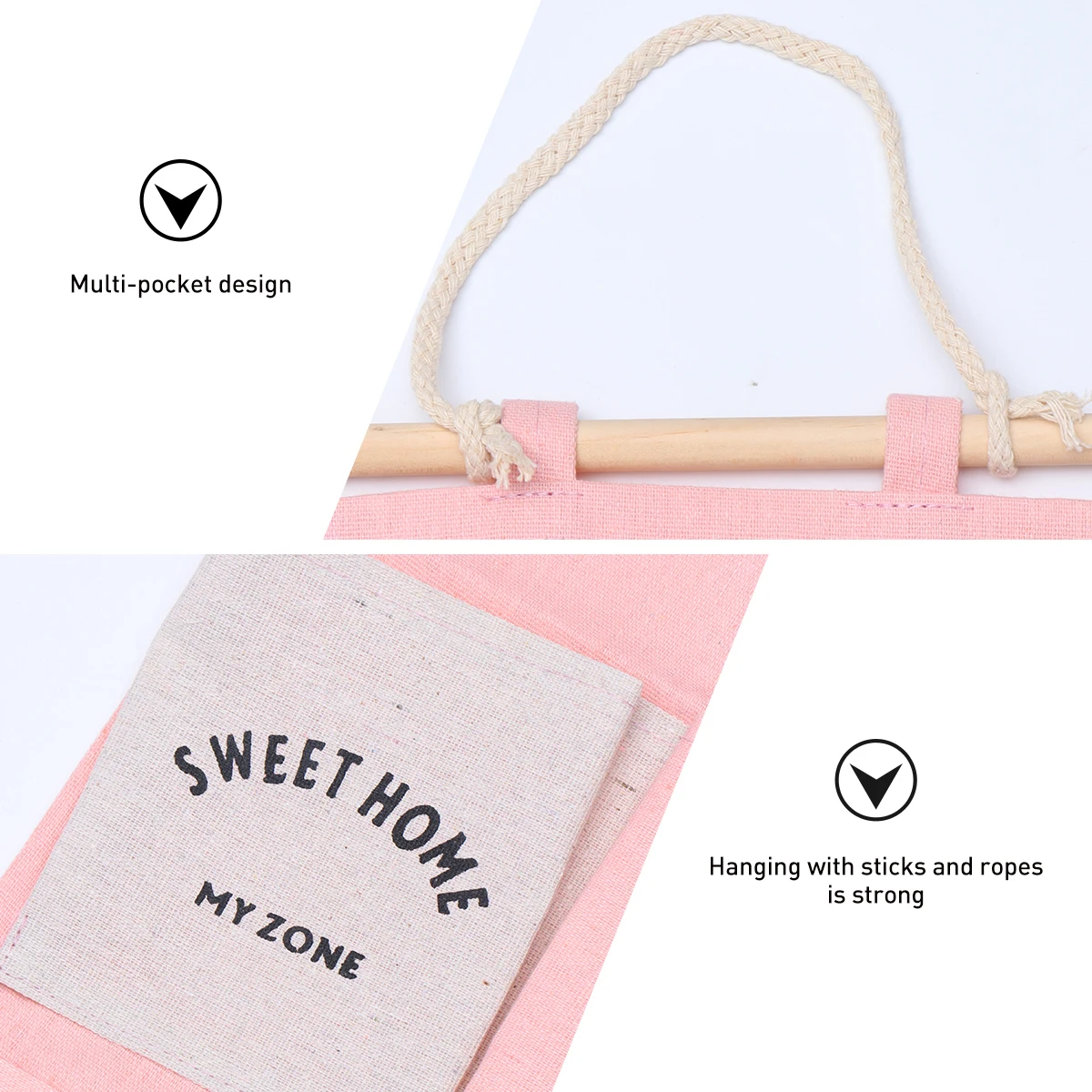 

2pcs Fabric Wall-mounted Storage Bag Waterproof Multi-pocket Hanging Organizer Pouch for Bathroom Bedroom Heavy Duty Cotton