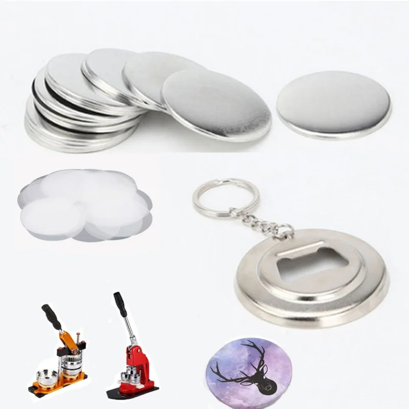 Badge Button Maker Machine, Bottle Opener, Supply Base Parts Materials, 50 Sets for Pro Badge, 58mm, 100Pcs