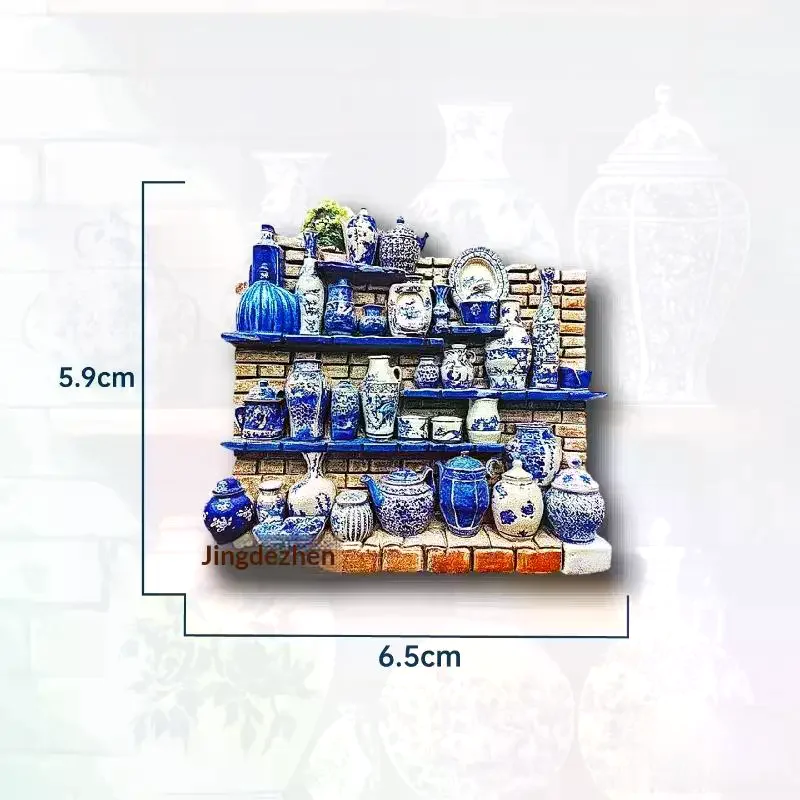 1Pcs 3D Magnetic Stickers Jiangxi Jingdezhen Landmark Refrigerator Sticker Travel Companion Gift Home Decoration