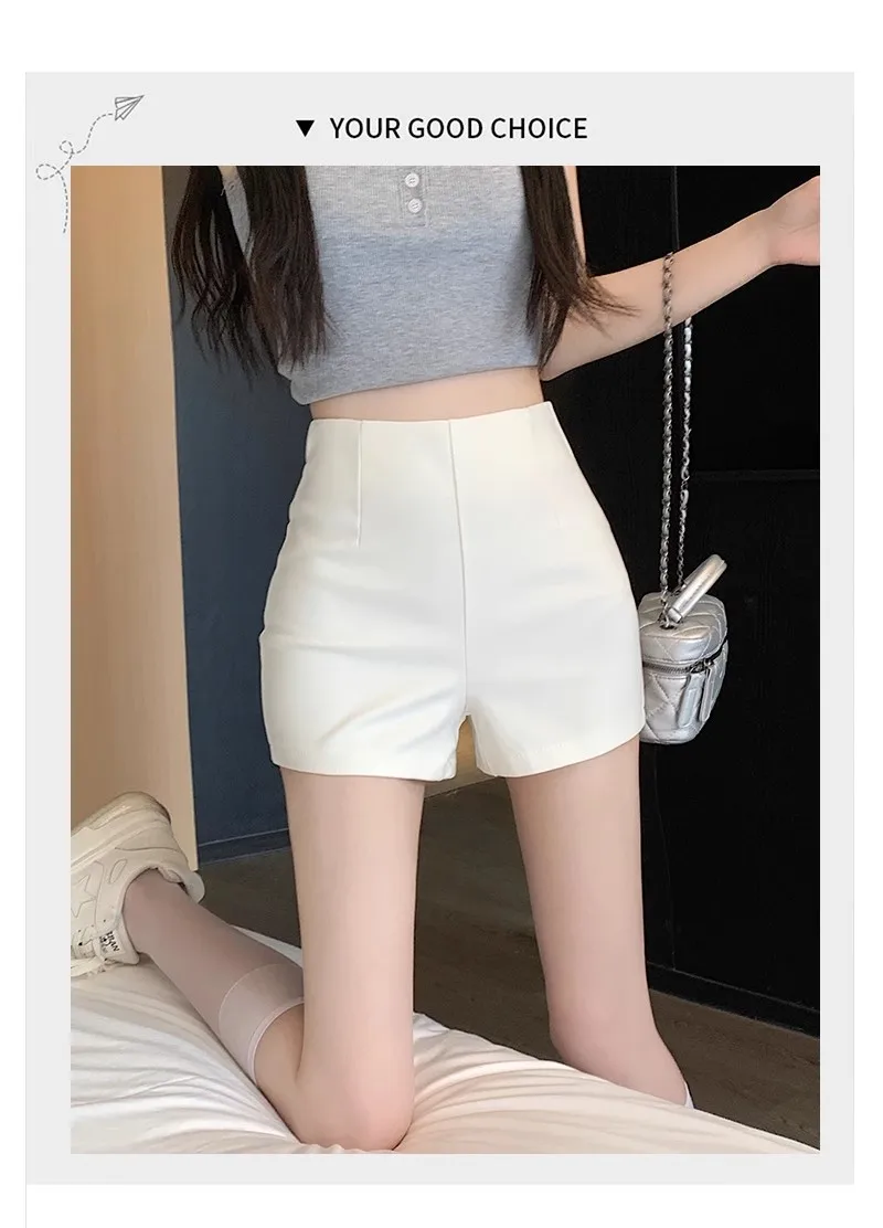 2026 De nieuwe witte hoge taille Een woord is slank. Het is veilig om lichtdichte hete meisjes te dragen om shorts buiten te maken