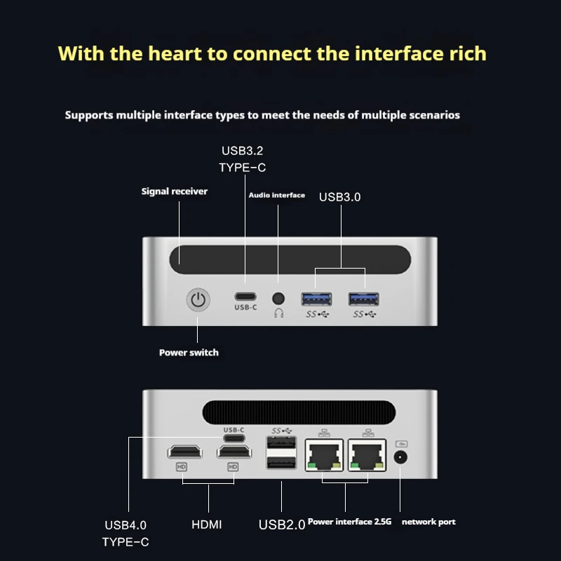 Genmachine Neuer R7 7735HS Mini-PC Windows 11 WiFi 6 Gaming-PC 8 Kerne 16 Threads CPU DDR5 6400 MHz Ram-Display Computer Radeon 680 M