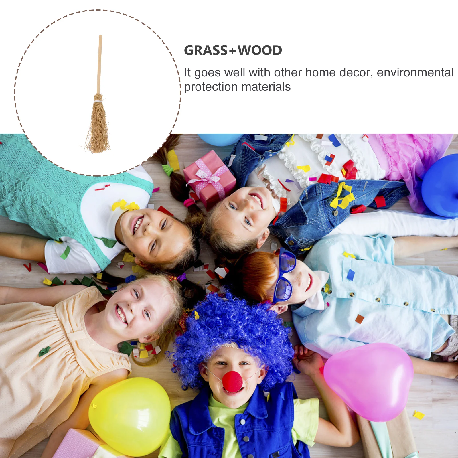 

5pcs Decoration Witch Prop Ornament Natural Grass Halloween Decor Party Supply Festival Decoration Decorative Broom Halloween